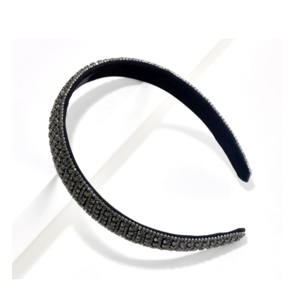 Kirks Folly Crystal Ornate Headband In Black.